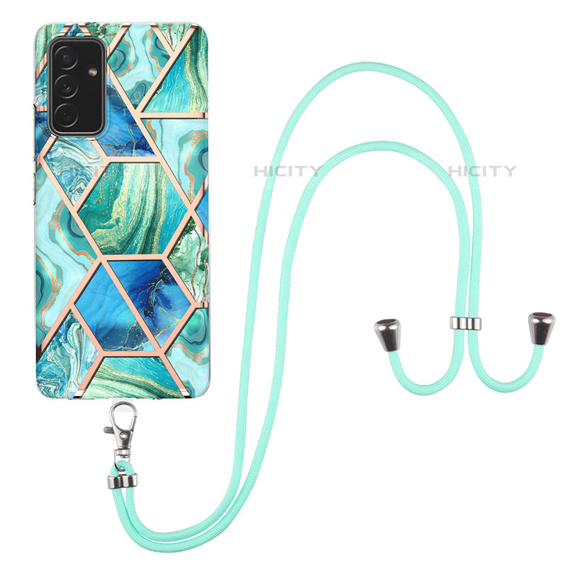 Funda Silicona Gel Goma Patron de Moda Carcasa con Acollador Cordon Lanyard Y01B para Samsung Galaxy Quantum2 5G