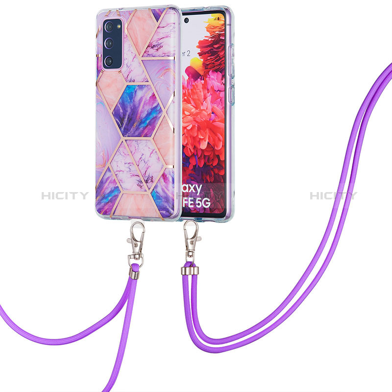 Funda Silicona Gel Goma Patron de Moda Carcasa con Acollador Cordon Lanyard Y01B para Samsung Galaxy S20 FE (2022) 5G