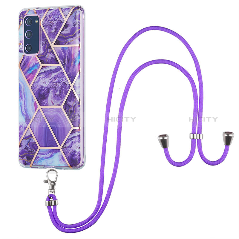 Funda Silicona Gel Goma Patron de Moda Carcasa con Acollador Cordon Lanyard Y01B para Samsung Galaxy S20 FE (2022) 5G