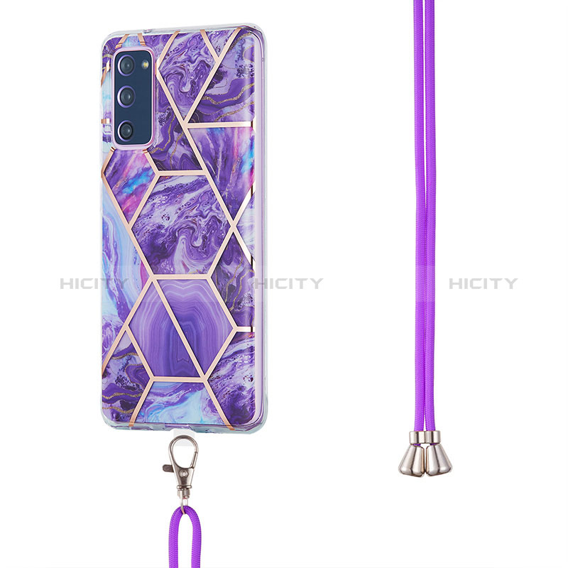 Funda Silicona Gel Goma Patron de Moda Carcasa con Acollador Cordon Lanyard Y01B para Samsung Galaxy S20 FE 4G