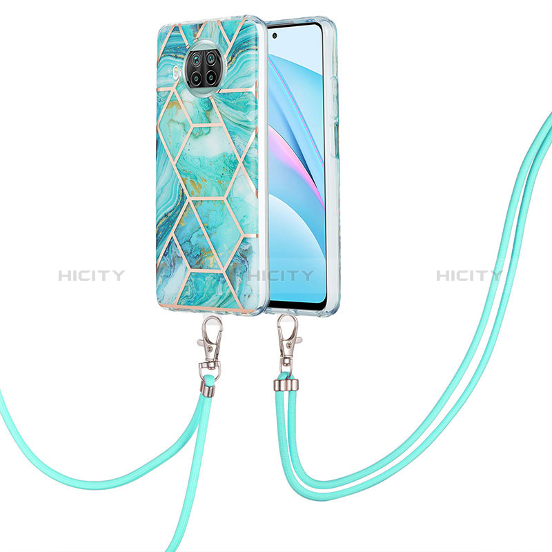 Funda Silicona Gel Goma Patron de Moda Carcasa con Acollador Cordon Lanyard Y01B para Xiaomi Mi 10i 5G Menta Verde