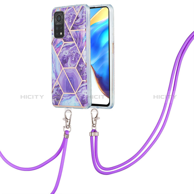 Funda Silicona Gel Goma Patron de Moda Carcasa con Acollador Cordon Lanyard Y01B para Xiaomi Mi 10T 5G