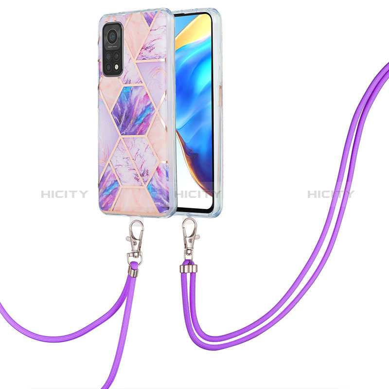 Funda Silicona Gel Goma Patron de Moda Carcasa con Acollador Cordon Lanyard Y01B para Xiaomi Mi 10T 5G