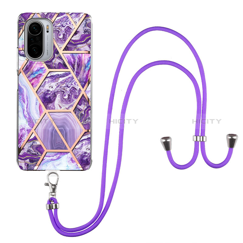 Funda Silicona Gel Goma Patron de Moda Carcasa con Acollador Cordon Lanyard Y01B para Xiaomi Poco F3 5G