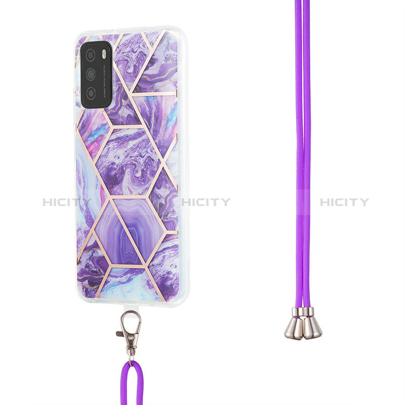 Funda Silicona Gel Goma Patron de Moda Carcasa con Acollador Cordon Lanyard Y01B para Xiaomi Poco M3