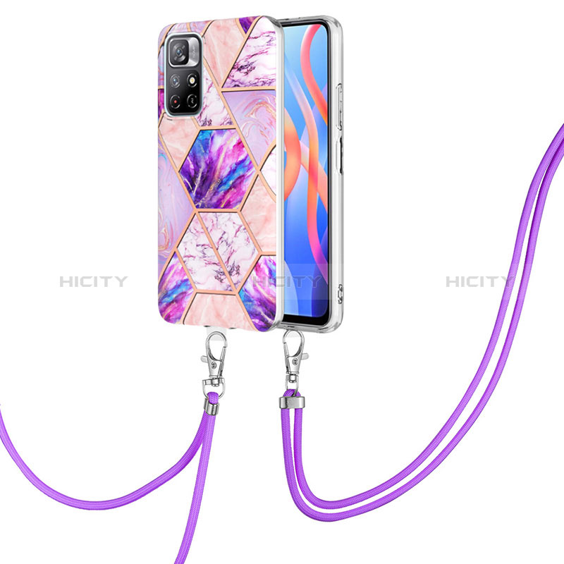 Funda Silicona Gel Goma Patron de Moda Carcasa con Acollador Cordon Lanyard Y01B para Xiaomi Poco M4 Pro 5G