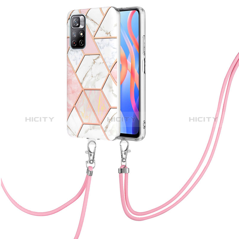 Funda Silicona Gel Goma Patron de Moda Carcasa con Acollador Cordon Lanyard Y01B para Xiaomi Poco M4 Pro 5G