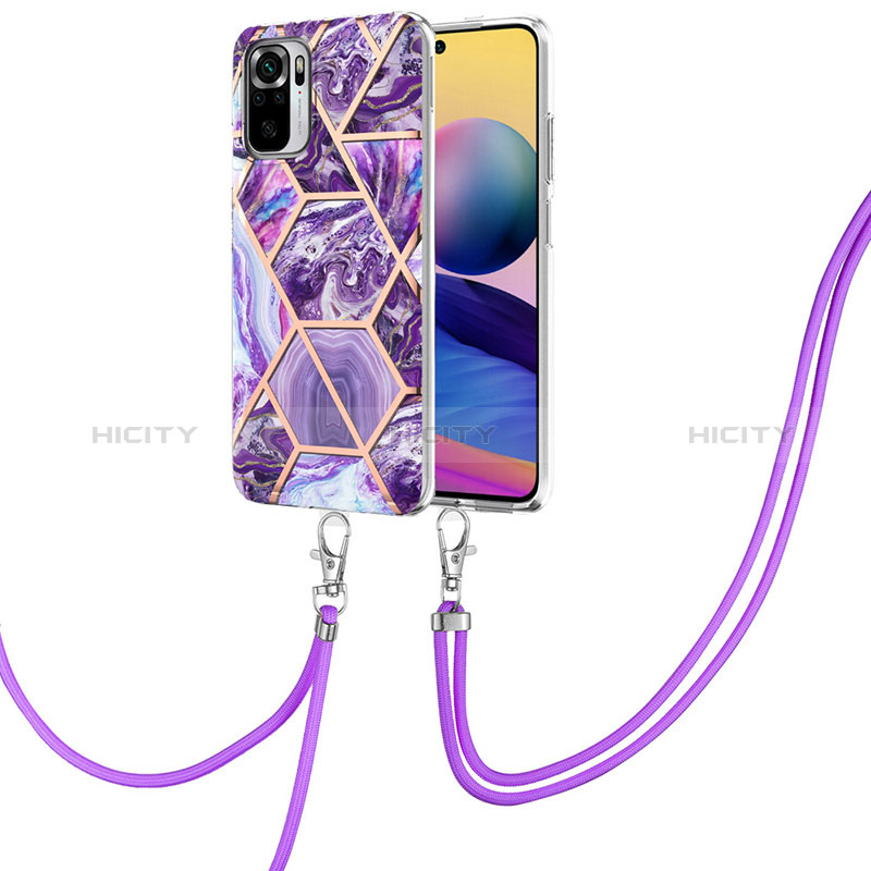 Funda Silicona Gel Goma Patron de Moda Carcasa con Acollador Cordon Lanyard Y01B para Xiaomi Poco M5S