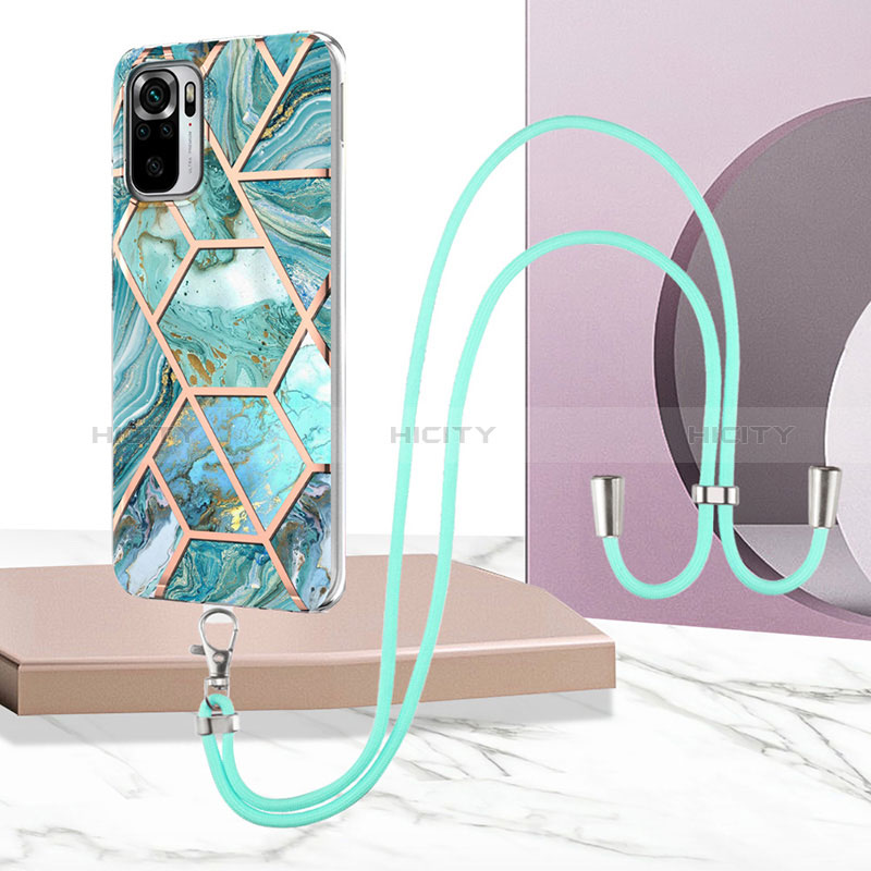 Funda Silicona Gel Goma Patron de Moda Carcasa con Acollador Cordon Lanyard Y01B para Xiaomi Poco M5S