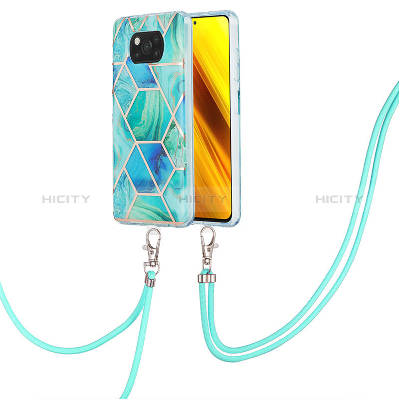 Funda Silicona Gel Goma Patron de Moda Carcasa con Acollador Cordon Lanyard Y01B para Xiaomi Poco X3 Pro