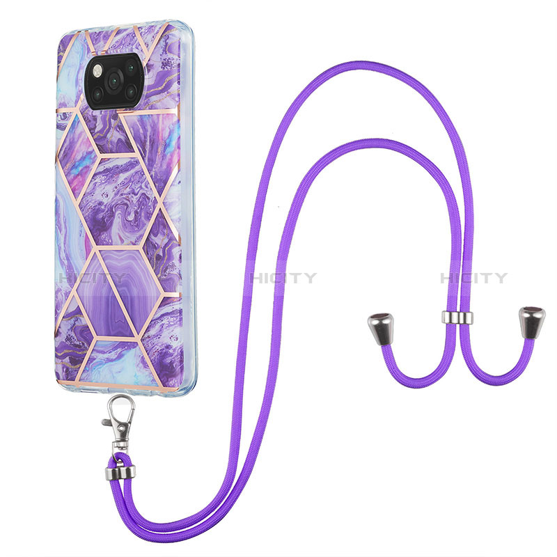 Funda Silicona Gel Goma Patron de Moda Carcasa con Acollador Cordon Lanyard Y01B para Xiaomi Poco X3 Pro