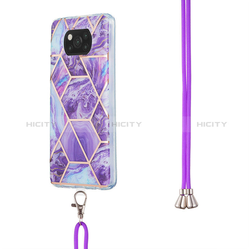 Funda Silicona Gel Goma Patron de Moda Carcasa con Acollador Cordon Lanyard Y01B para Xiaomi Poco X3 Pro