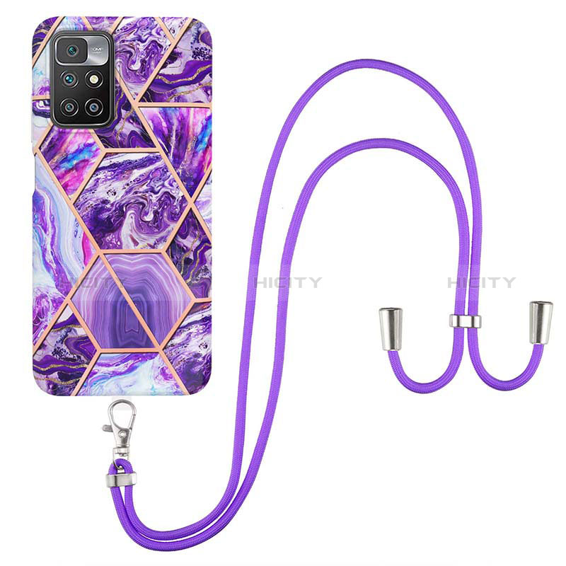 Funda Silicona Gel Goma Patron de Moda Carcasa con Acollador Cordon Lanyard Y01B para Xiaomi Redmi 10 4G