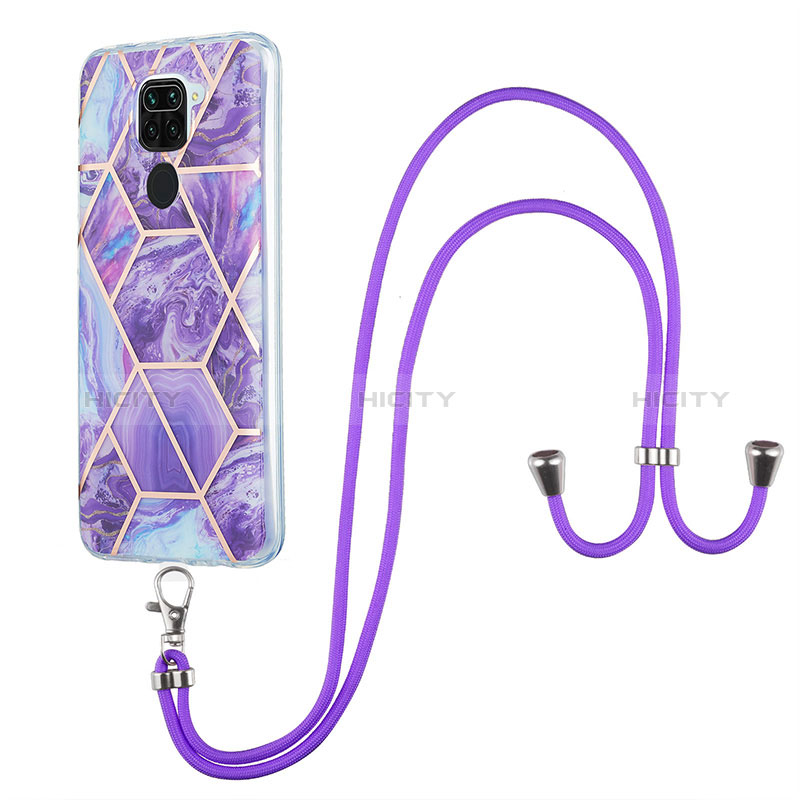 Funda Silicona Gel Goma Patron de Moda Carcasa con Acollador Cordon Lanyard Y01B para Xiaomi Redmi 10X 4G