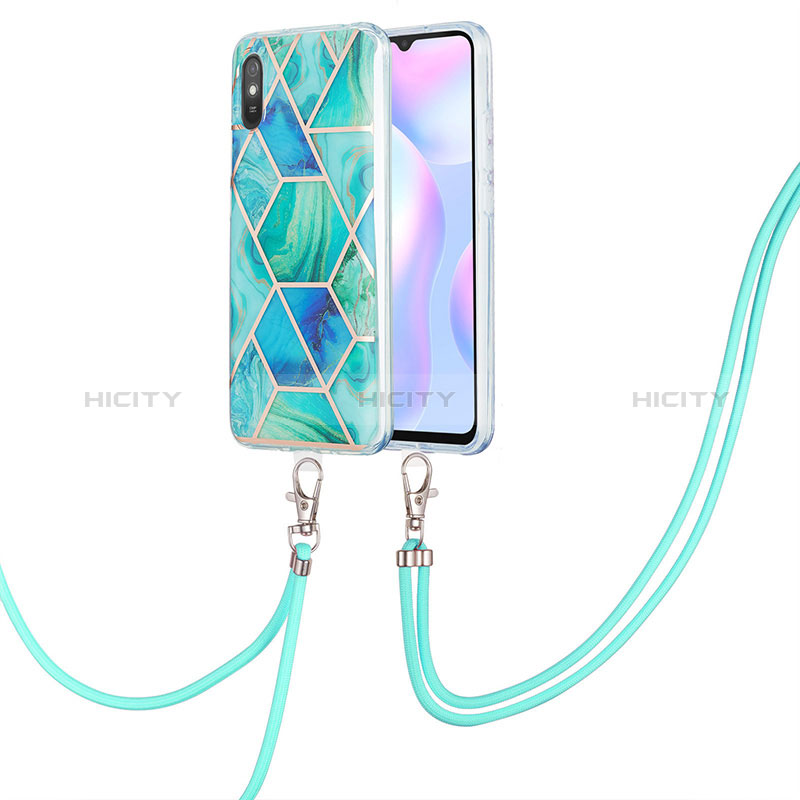 Funda Silicona Gel Goma Patron de Moda Carcasa con Acollador Cordon Lanyard Y01B para Xiaomi Redmi 9A