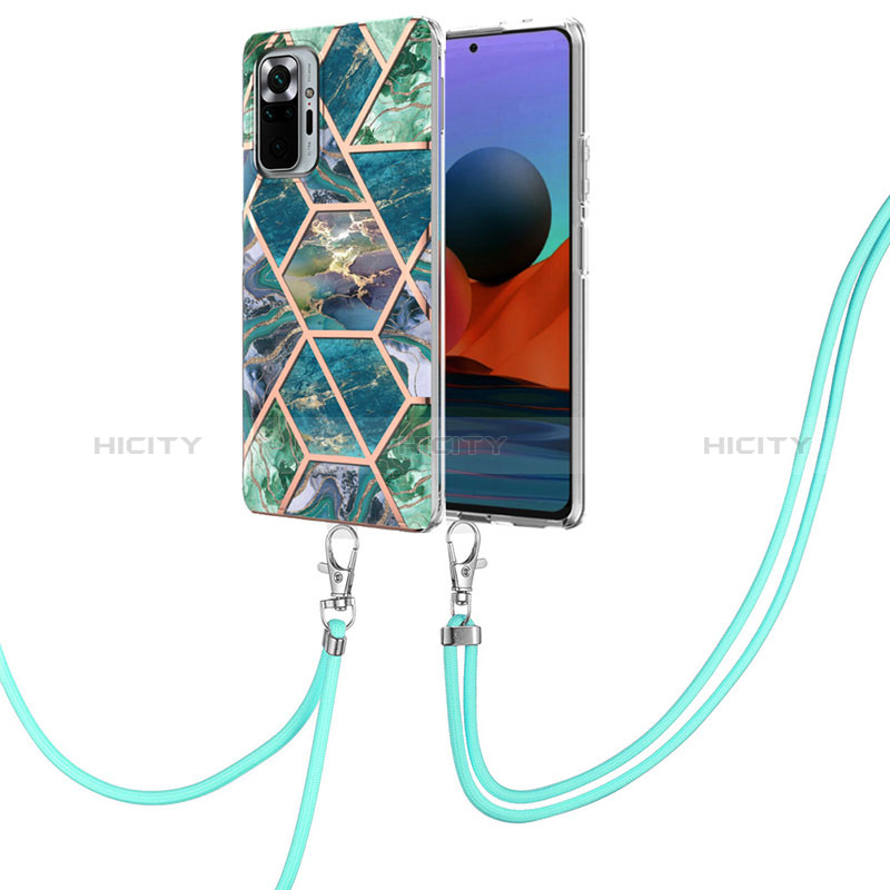 Funda Silicona Gel Goma Patron de Moda Carcasa con Acollador Cordon Lanyard Y01B para Xiaomi Redmi Note 10 Pro 4G