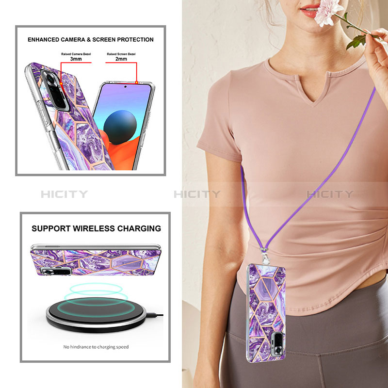 Funda Silicona Gel Goma Patron de Moda Carcasa con Acollador Cordon Lanyard Y01B para Xiaomi Redmi Note 10 Pro Max