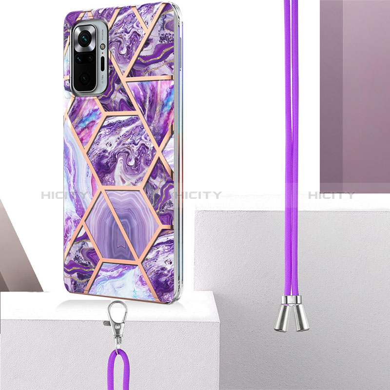 Funda Silicona Gel Goma Patron de Moda Carcasa con Acollador Cordon Lanyard Y01B para Xiaomi Redmi Note 10 Pro Max