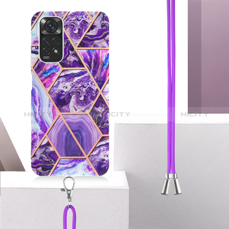 Funda Silicona Gel Goma Patron de Moda Carcasa con Acollador Cordon Lanyard Y01B para Xiaomi Redmi Note 11 4G (2022)