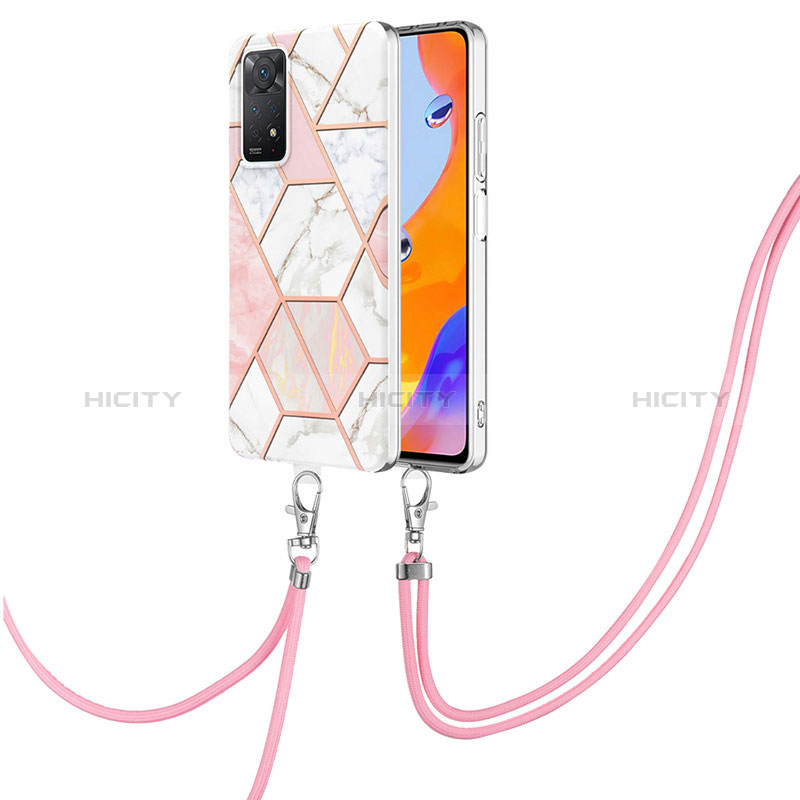 Funda Silicona Gel Goma Patron de Moda Carcasa con Acollador Cordon Lanyard Y01B para Xiaomi Redmi Note 11 Pro 4G