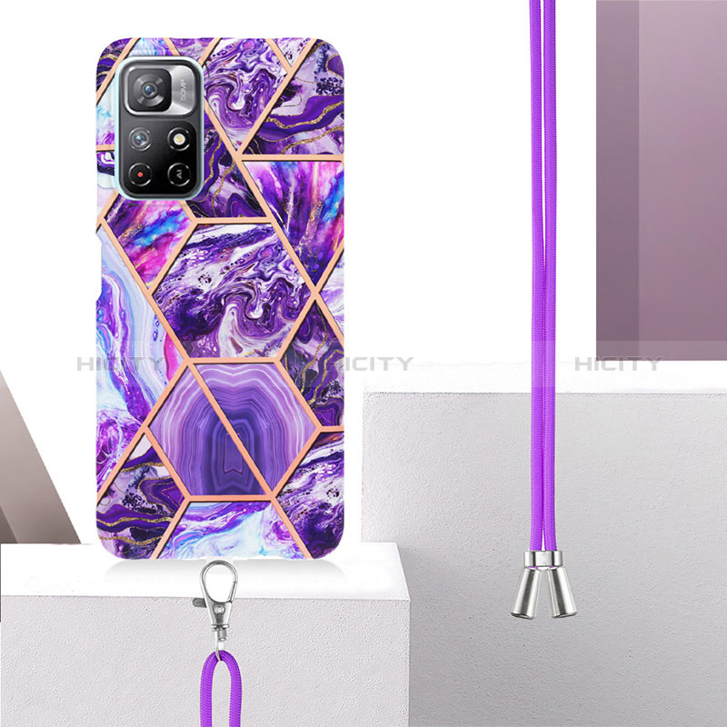 Funda Silicona Gel Goma Patron de Moda Carcasa con Acollador Cordon Lanyard Y01B para Xiaomi Redmi Note 11T 5G