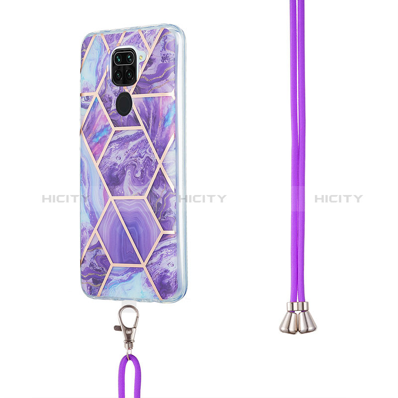 Funda Silicona Gel Goma Patron de Moda Carcasa con Acollador Cordon Lanyard Y01B para Xiaomi Redmi Note 9