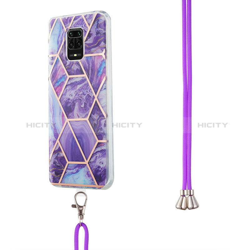 Funda Silicona Gel Goma Patron de Moda Carcasa con Acollador Cordon Lanyard Y01B para Xiaomi Redmi Note 9 Pro