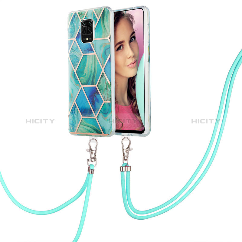 Funda Silicona Gel Goma Patron de Moda Carcasa con Acollador Cordon Lanyard Y01B para Xiaomi Redmi Note 9 Pro Max