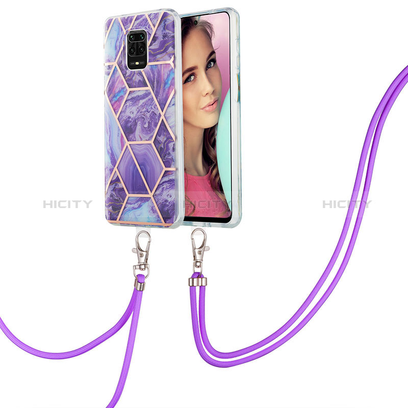 Funda Silicona Gel Goma Patron de Moda Carcasa con Acollador Cordon Lanyard Y01B para Xiaomi Redmi Note 9 Pro Max