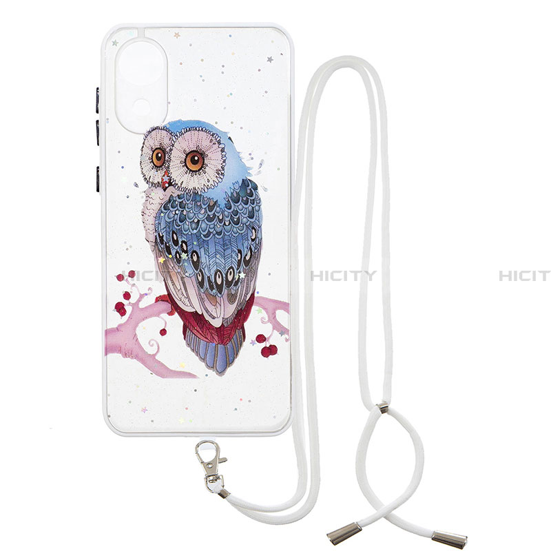 Funda Silicona Gel Goma Patron de Moda Carcasa con Acollador Cordon Lanyard Y01X para Samsung Galaxy A03 Core