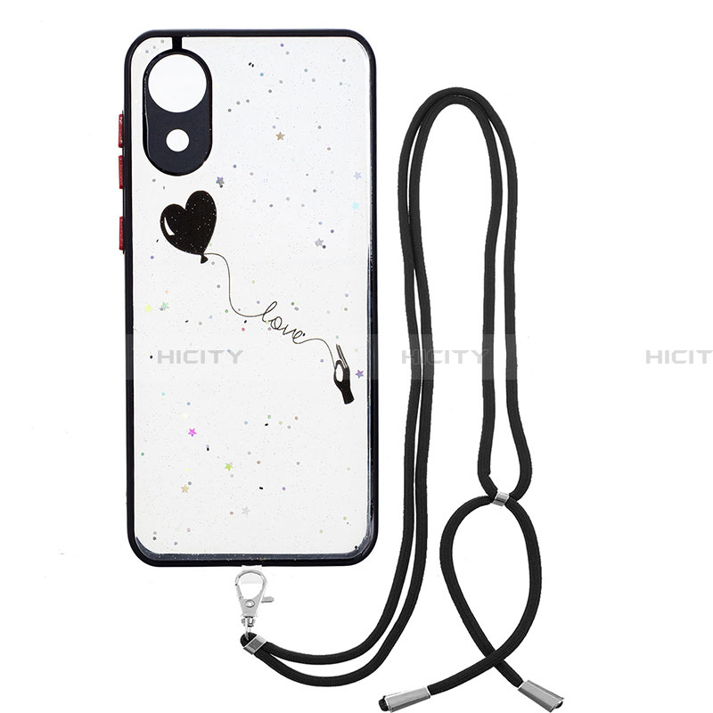 Funda Silicona Gel Goma Patron de Moda Carcasa con Acollador Cordon Lanyard Y01X para Samsung Galaxy A03 Core