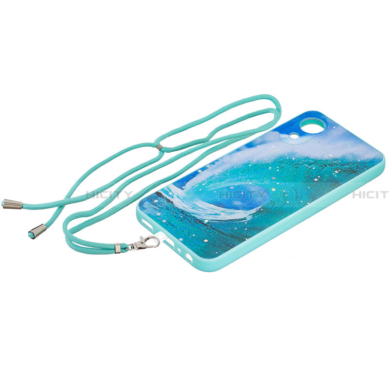 Funda Silicona Gel Goma Patron de Moda Carcasa con Acollador Cordon Lanyard Y01X para Samsung Galaxy A03 Core