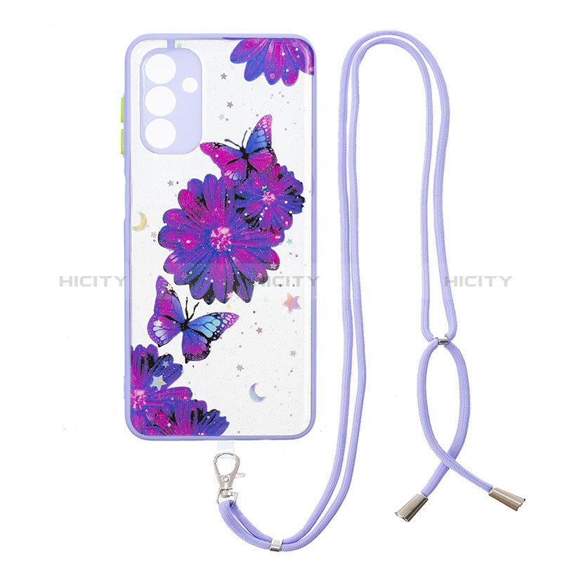 Funda Silicona Gel Goma Patron de Moda Carcasa con Acollador Cordon Lanyard Y01X para Samsung Galaxy A04s