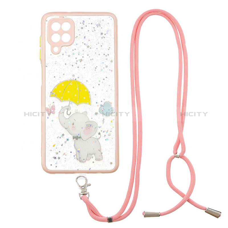 Funda Silicona Gel Goma Patron de Moda Carcasa con Acollador Cordon Lanyard Y01X para Samsung Galaxy A12 5G