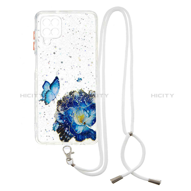 Funda Silicona Gel Goma Patron de Moda Carcasa con Acollador Cordon Lanyard Y01X para Samsung Galaxy A12 5G