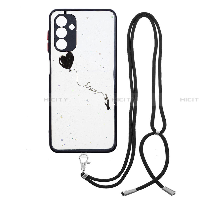 Funda Silicona Gel Goma Patron de Moda Carcasa con Acollador Cordon Lanyard Y01X para Samsung Galaxy A13 5G Negro