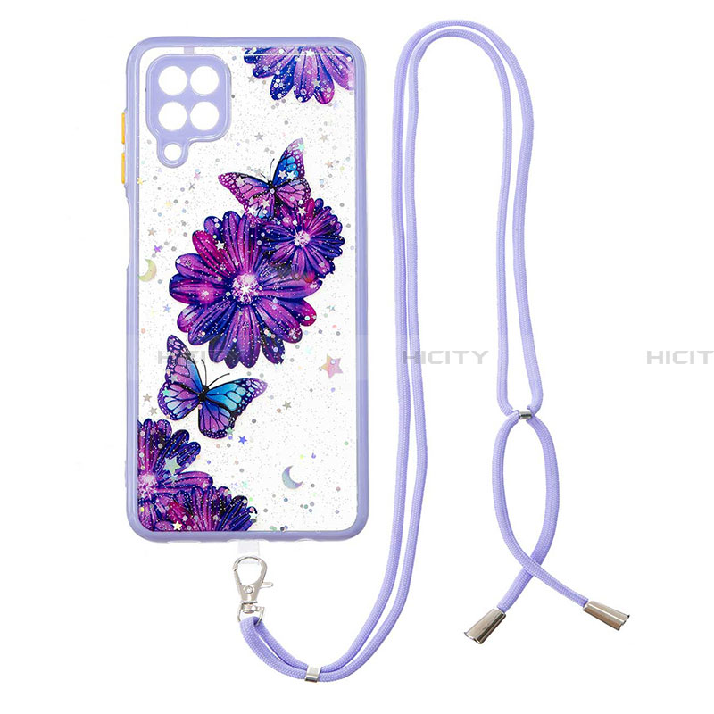 Funda Silicona Gel Goma Patron de Moda Carcasa con Acollador Cordon Lanyard Y01X para Samsung Galaxy A22 4G