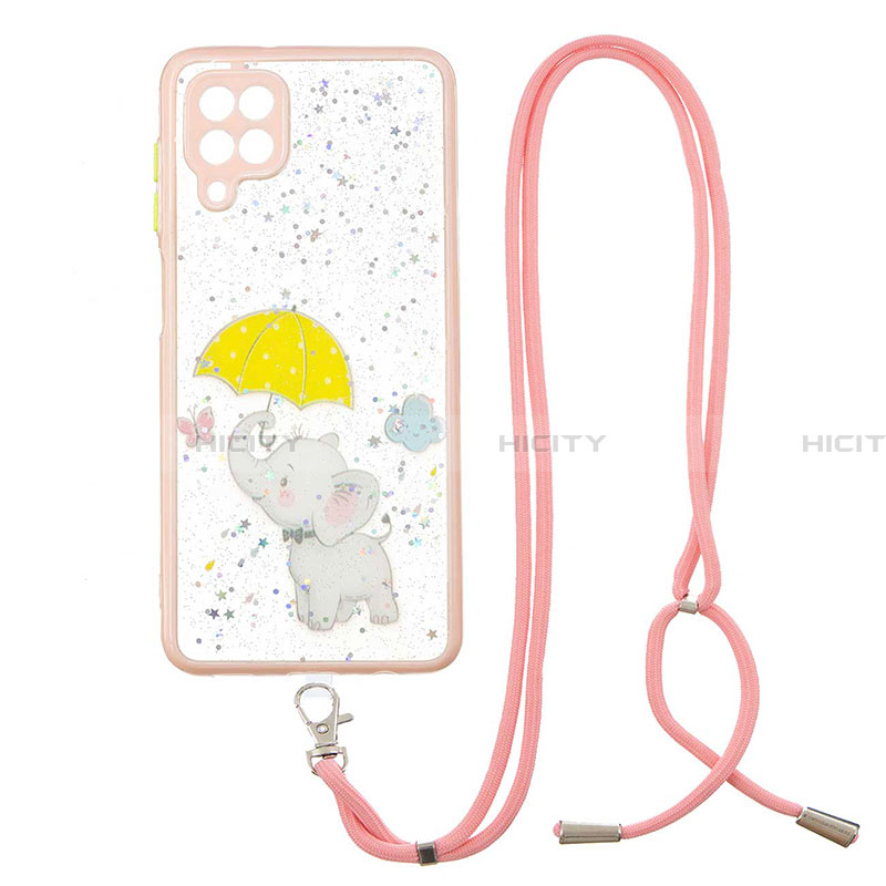 Funda Silicona Gel Goma Patron de Moda Carcasa con Acollador Cordon Lanyard Y01X para Samsung Galaxy A22 4G