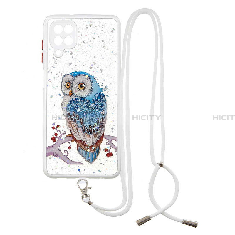 Funda Silicona Gel Goma Patron de Moda Carcasa con Acollador Cordon Lanyard Y01X para Samsung Galaxy A22 4G