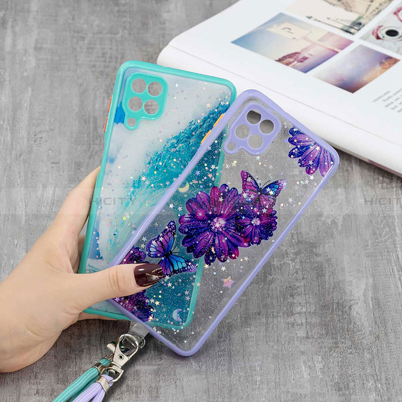 Funda Silicona Gel Goma Patron de Moda Carcasa con Acollador Cordon Lanyard Y01X para Samsung Galaxy A22 4G