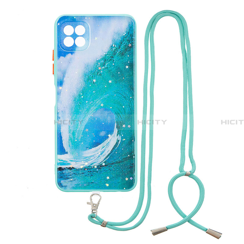 Funda Silicona Gel Goma Patron de Moda Carcasa con Acollador Cordon Lanyard Y01X para Samsung Galaxy A22 5G