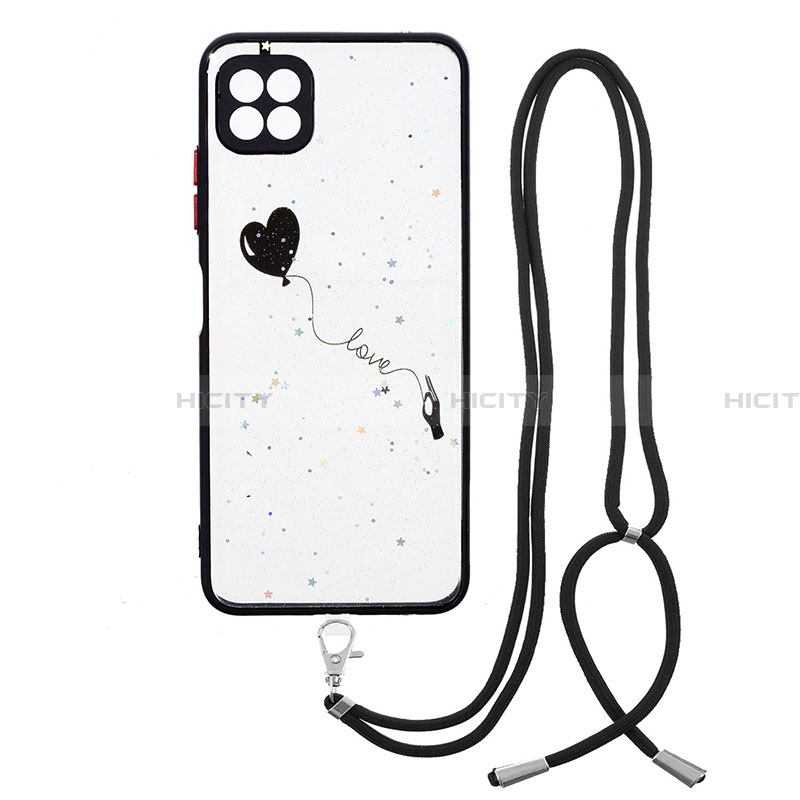 Funda Silicona Gel Goma Patron de Moda Carcasa con Acollador Cordon Lanyard Y01X para Samsung Galaxy A22 5G