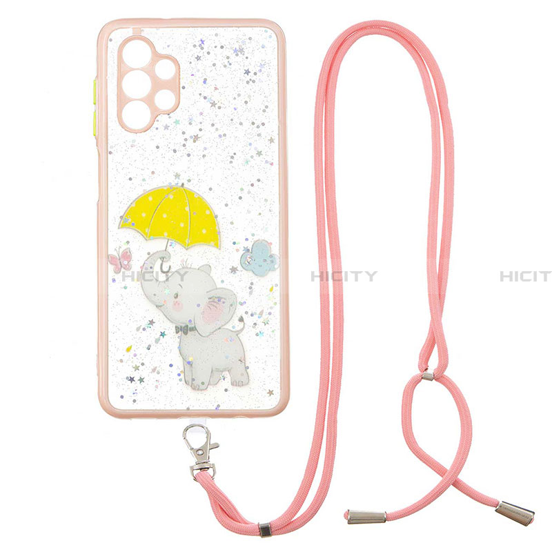 Funda Silicona Gel Goma Patron de Moda Carcasa con Acollador Cordon Lanyard Y01X para Samsung Galaxy A32 4G