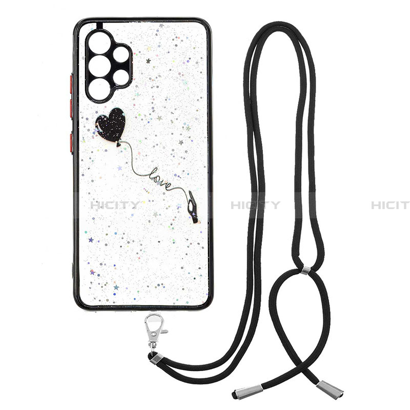 Funda Silicona Gel Goma Patron de Moda Carcasa con Acollador Cordon Lanyard Y01X para Samsung Galaxy A32 4G