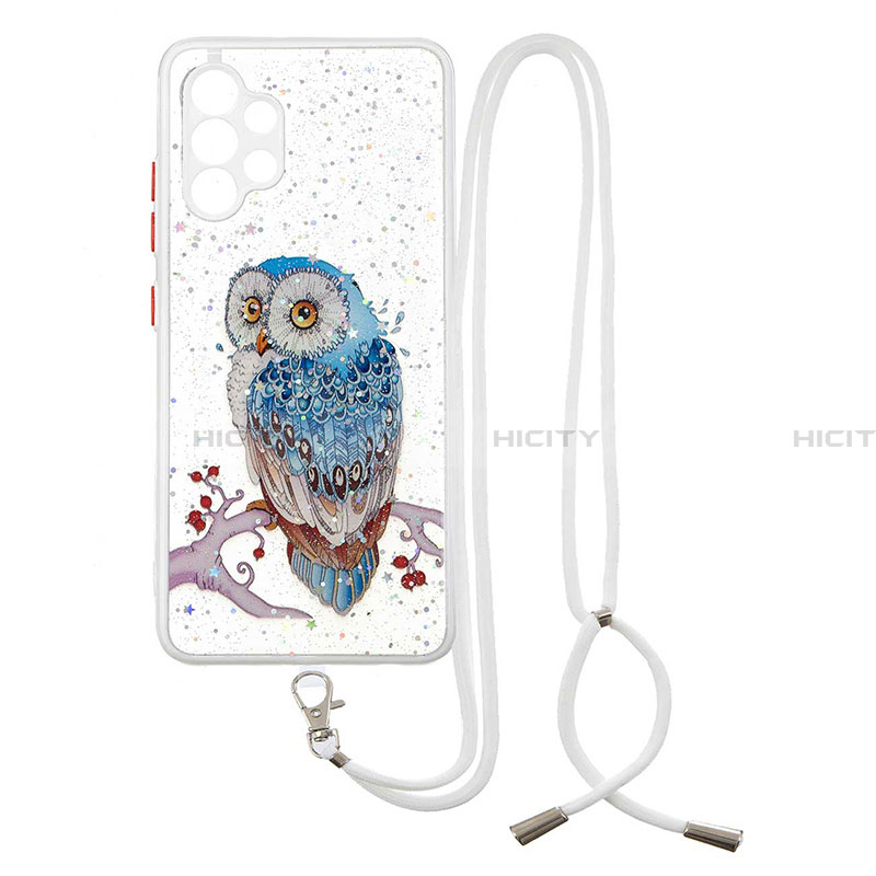 Funda Silicona Gel Goma Patron de Moda Carcasa con Acollador Cordon Lanyard Y01X para Samsung Galaxy A32 4G Multicolor