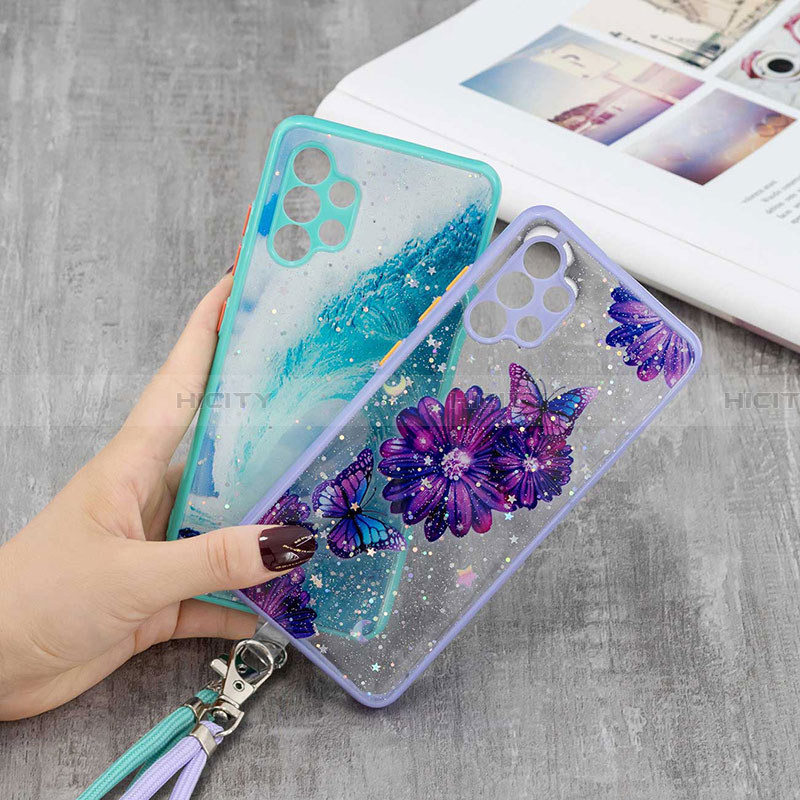 Funda Silicona Gel Goma Patron de Moda Carcasa con Acollador Cordon Lanyard Y01X para Samsung Galaxy A32 5G