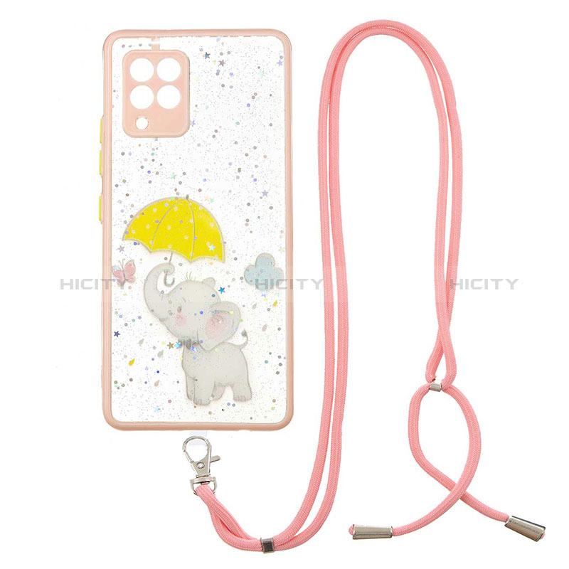 Funda Silicona Gel Goma Patron de Moda Carcasa con Acollador Cordon Lanyard Y01X para Samsung Galaxy A42 5G