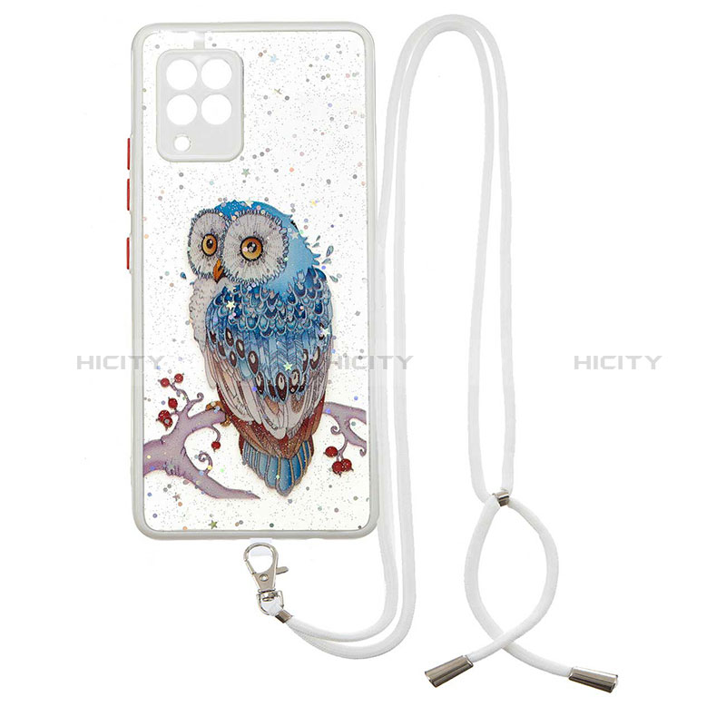 Funda Silicona Gel Goma Patron de Moda Carcasa con Acollador Cordon Lanyard Y01X para Samsung Galaxy A42 5G