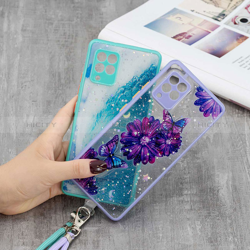 Funda Silicona Gel Goma Patron de Moda Carcasa con Acollador Cordon Lanyard Y01X para Samsung Galaxy A42 5G