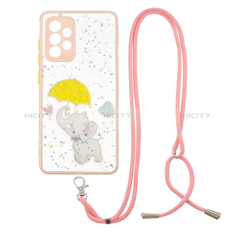 Funda Silicona Gel Goma Patron de Moda Carcasa con Acollador Cordon Lanyard Y01X para Samsung Galaxy A52s 5G